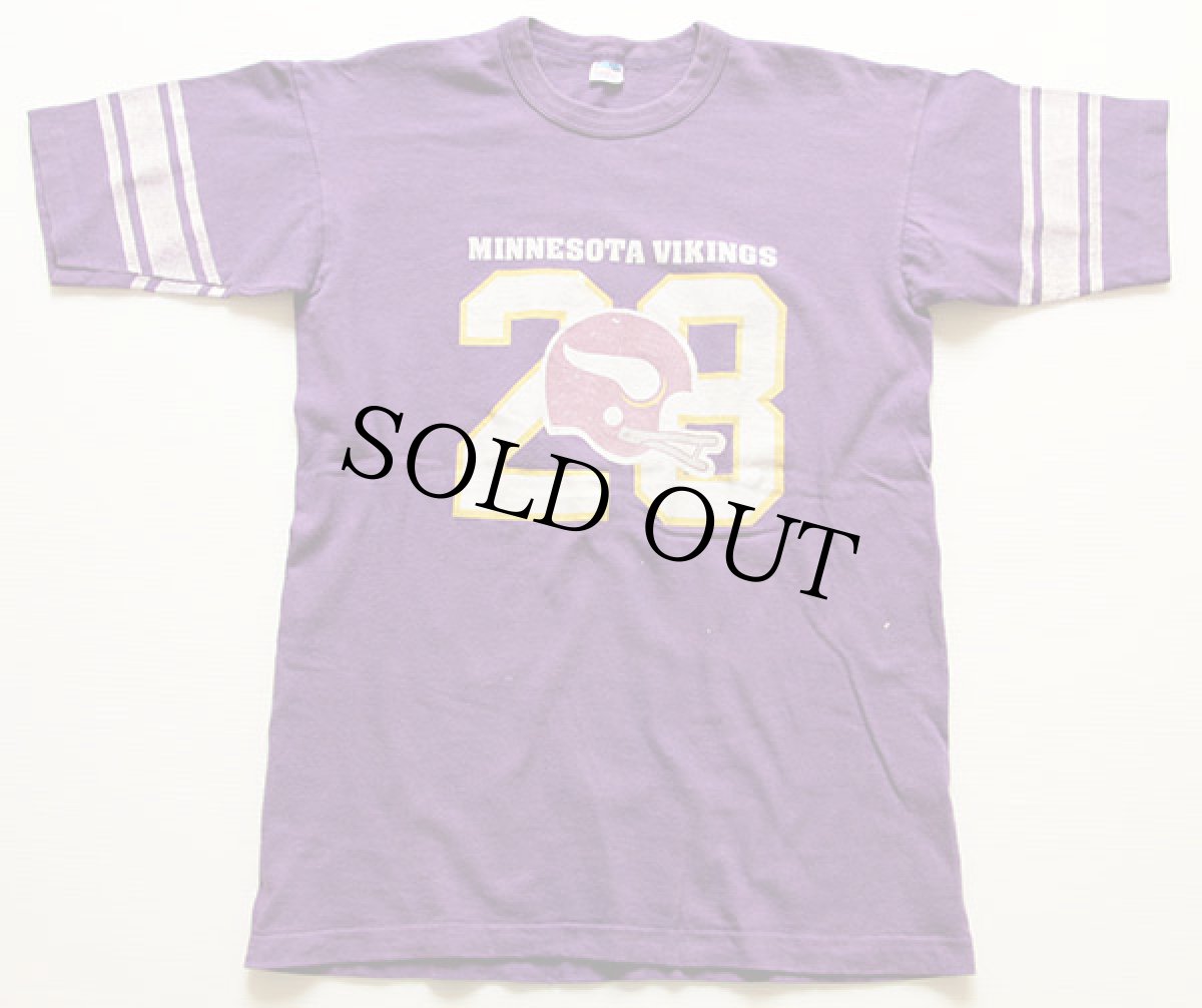 画像1: 70s USA製 Championチャンピオン NFL MINNESOTA VIKINGS フットボールTシャツ 紫 XL (1)