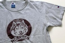 画像1: 90s USA製 Championチャンピオン THE INTERNATIONAL SCHOOL HUSKIES Tシャツ 杢グレー M (1)