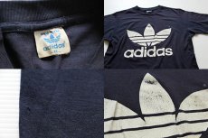 画像4: 80s USA製 adidasアディダス トレフォイル ビッグロゴ Tシャツ 紺 M (4)