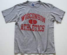 画像2: 90s USA製 Championチャンピオン WISCONSIN 三段中抜き Tシャツ 杢グレー L (2)