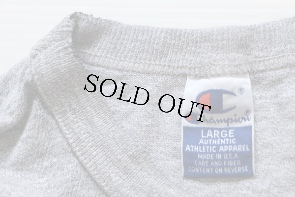 画像4: 90s USA製 Championチャンピオン WISCONSIN 三段中抜き Tシャツ 杢グレー L (4)