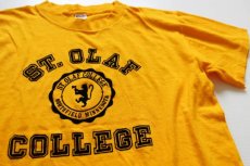 画像1: 80s USA製 Championチャンピオン ST.OLAF カレッジ フェルトプリント Tシャツ 黄 L (1)