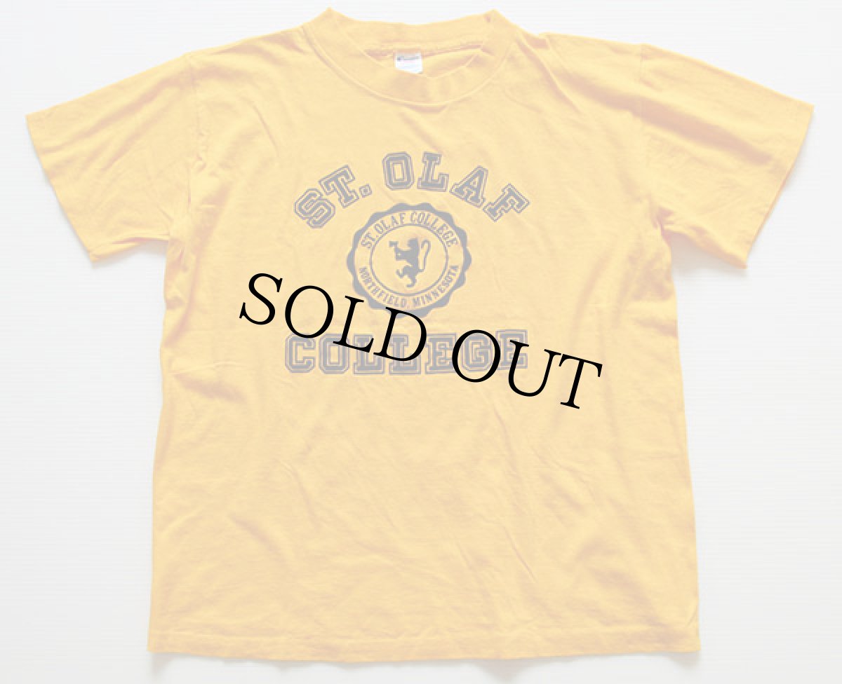 画像2: 80s USA製 Championチャンピオン ST.OLAF カレッジ フェルトプリント Tシャツ 黄 L (2)