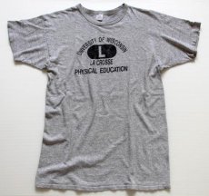 画像2: 80s USA製 Championチャンピオン UNIVERSITY OF WISCONSIN 四段中抜き 88/12 Tシャツ 杢グレー L (2)