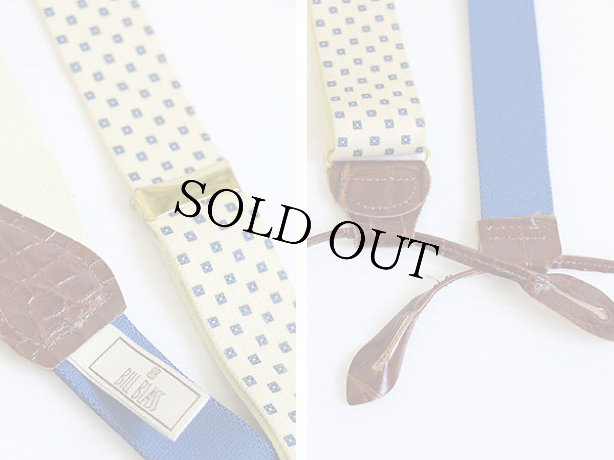 画像3: BILL BLASS 総柄 型押しレザー ボタンタブ式 サスペンダー★826 (3)