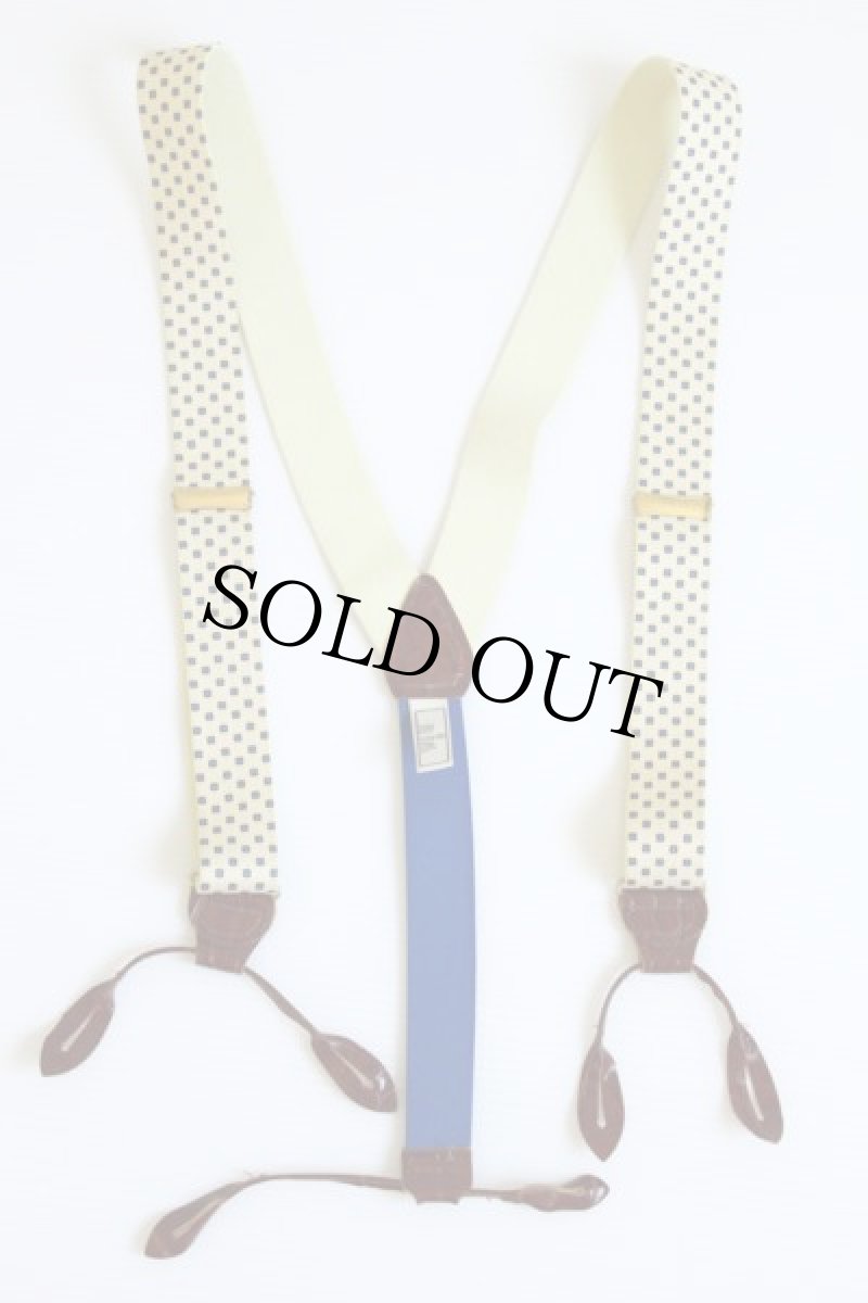 画像2: BILL BLASS 総柄 型押しレザー ボタンタブ式 サスペンダー★826 (2)