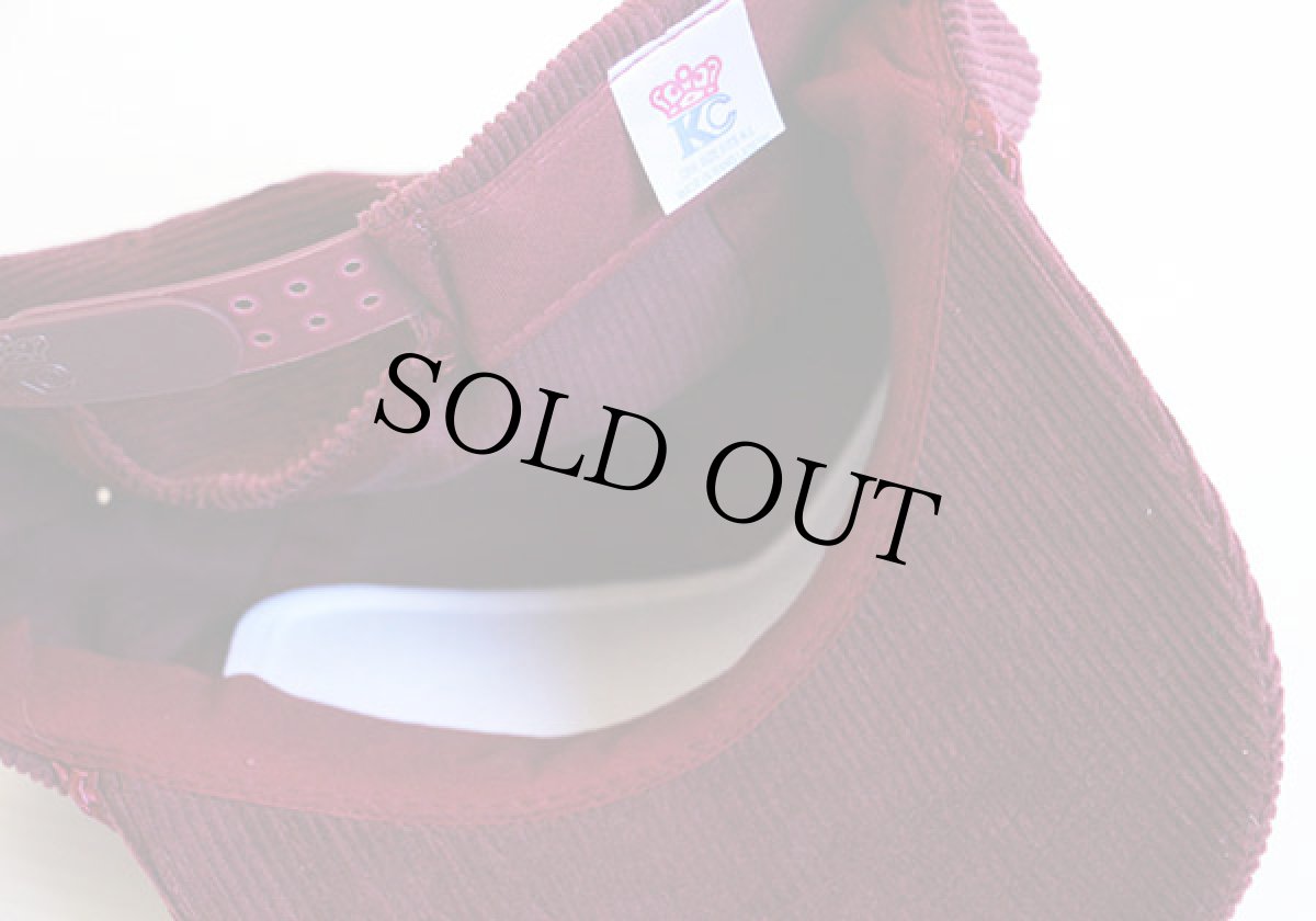 画像3: 90sデッドストック 無地 コーデュロイキャップ バーガンディ (3)