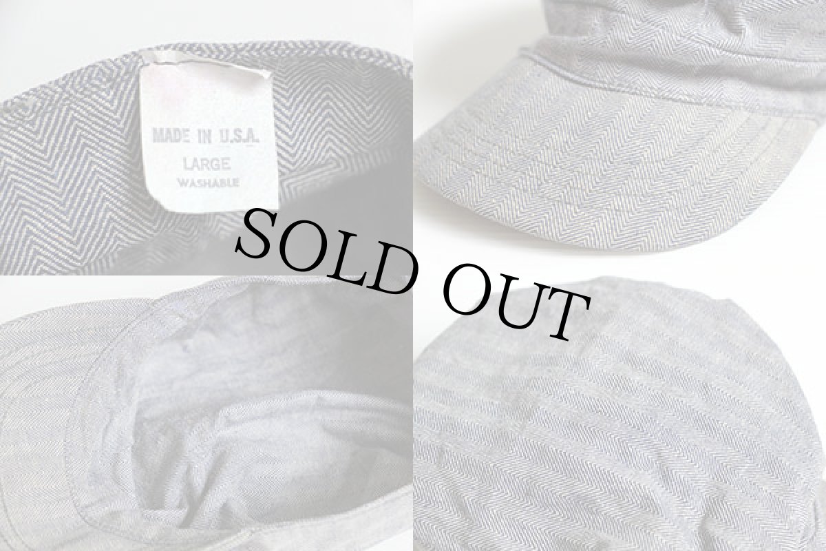 画像3: 70s USA製 UNKNOWN HBT ヘリンボーンツイル ワークキャップ L (3)