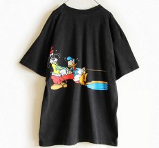 画像2: 90s USA製 ミッキー マウス ドナルドダック グーフィー プルート コットンTシャツ 黒 特大 (2)