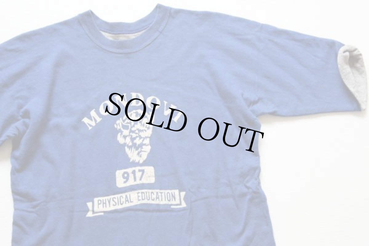 画像3: 70s USA製 MONDOVI 四段中抜き リバーシブルTシャツ 青×杢グレー L (3)