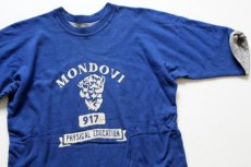 画像3: 70s USA製 MONDOVI 四段中抜き リバーシブルTシャツ 青×杢グレー L (3)