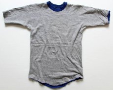 画像2: 70s USA製 MONDOVI 四段中抜き リバーシブルTシャツ 青×杢グレー L (2)