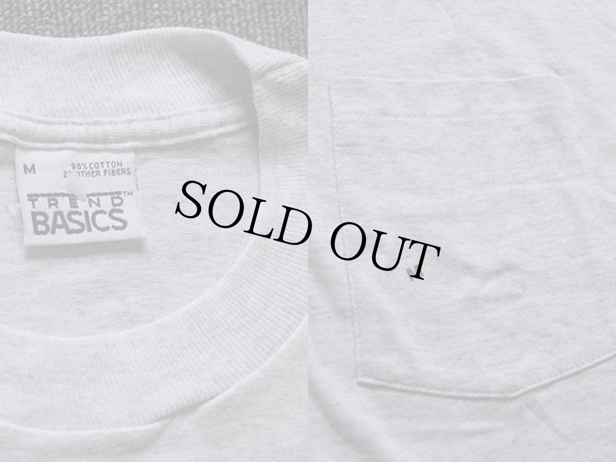 画像3: デッドストック★90s USA製 TREND BASICS 無地 ポケットTシャツ 杢ライトグレー (3)