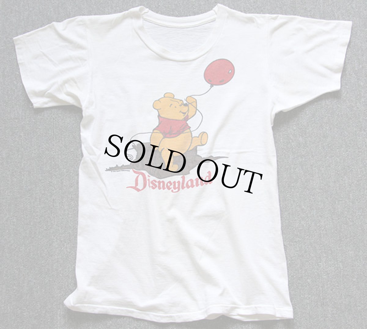 画像2: 70s Disneylandディズニーランド クマのプーさん 染み込みプリント コットンTシャツ 白 (2)