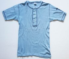 画像2: 70s USA製 ARTEX ヘンリーネック 針抜き コットンTシャツ 水色 M (2)