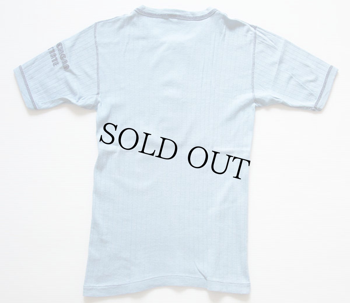 画像3: 70s USA製 ARTEX ヘンリーネック 針抜き コットンTシャツ 水色 M (3)