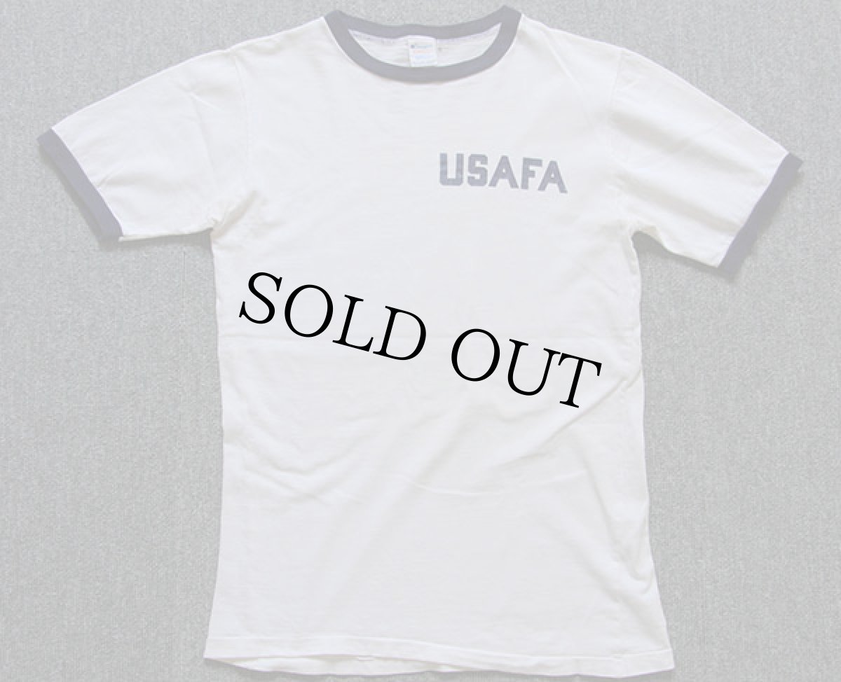 画像2: 80s USA製 Championチャンピオン USAFA コットン リンガーTシャツ 白×紺 S★U.S.AIR FORCE USAF (2)