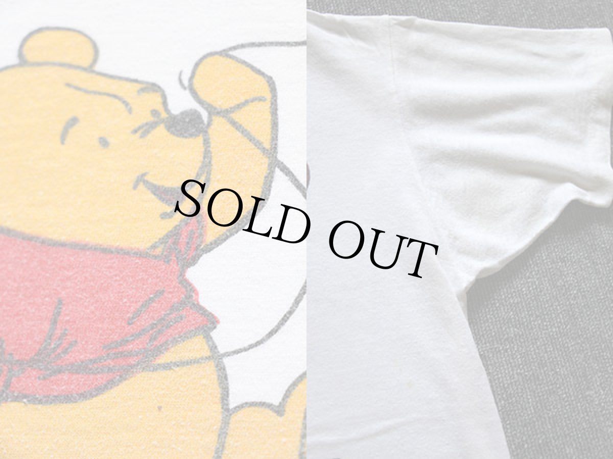 画像3: 70s Disneylandディズニーランド クマのプーさん 染み込みプリント コットンTシャツ 白 (3)