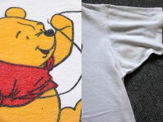 画像3: 70s Disneylandディズニーランド クマのプーさん 染み込みプリント コットンTシャツ 白 (3)