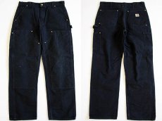 画像1: USA製 carharttカーハート ダブルニー ダック地 ペインターパンツ 黒 w35 (1)