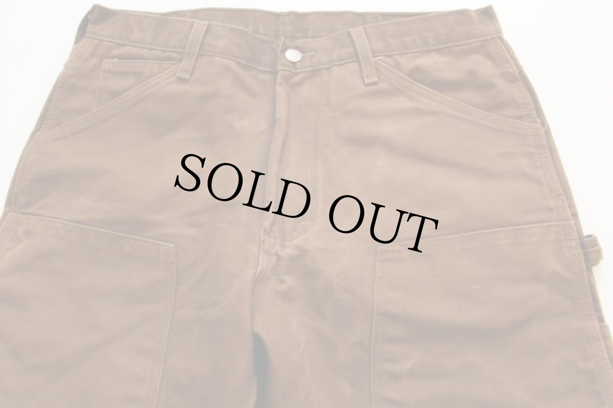 画像2: USA製 ROUND HOUSEラウンドハウス ダック地 ダブルニー ペインターパンツ 茶 (2)