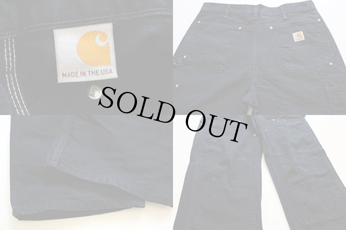 画像3: USA製 carharttカーハート ダブルニー ダック地 ペインターパンツ 黒 w35 (3)