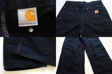 画像3: USA製 carharttカーハート ダブルニー ダック地 ペインターパンツ 黒 w35 (3)