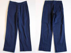 画像1: 70s USA製 WORK WEAR コットン ワークパンツ 紺 32 (1)