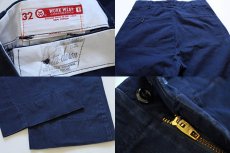 画像3: 70s USA製 WORK WEAR コットン ワークパンツ 紺 32 (3)