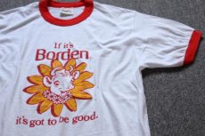 画像1: 80s USA製 Stedman If it's Borden リンガーTシャツ 白×赤 L (1)