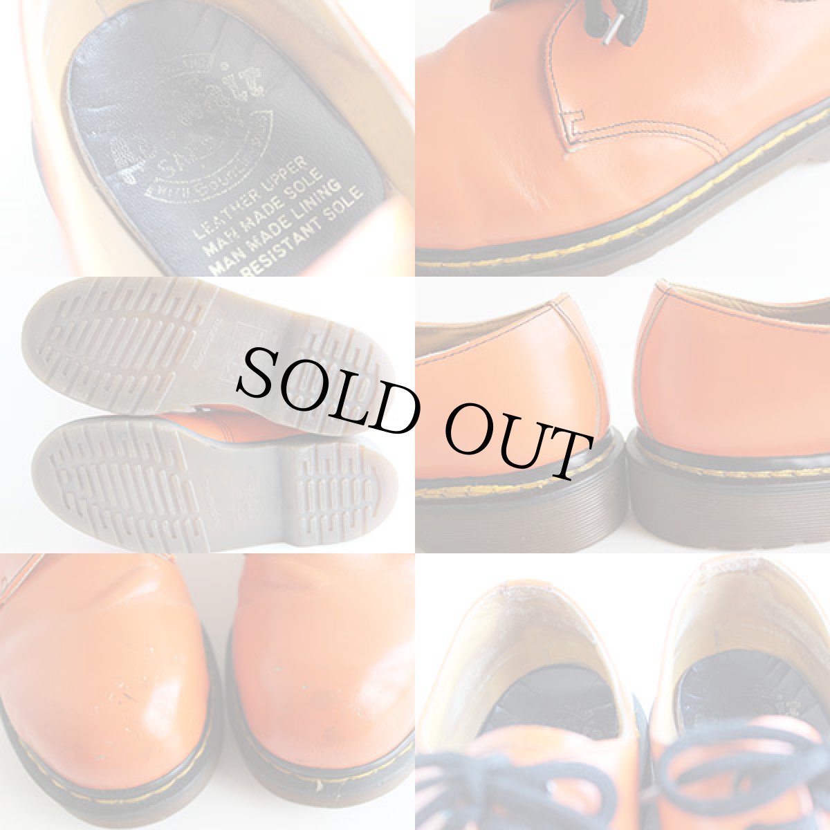 画像3: 英国製 DR.MARTENSドクターマーチン 3ホール キャップトゥ レザーシューズ オレンジ UK7 (3)