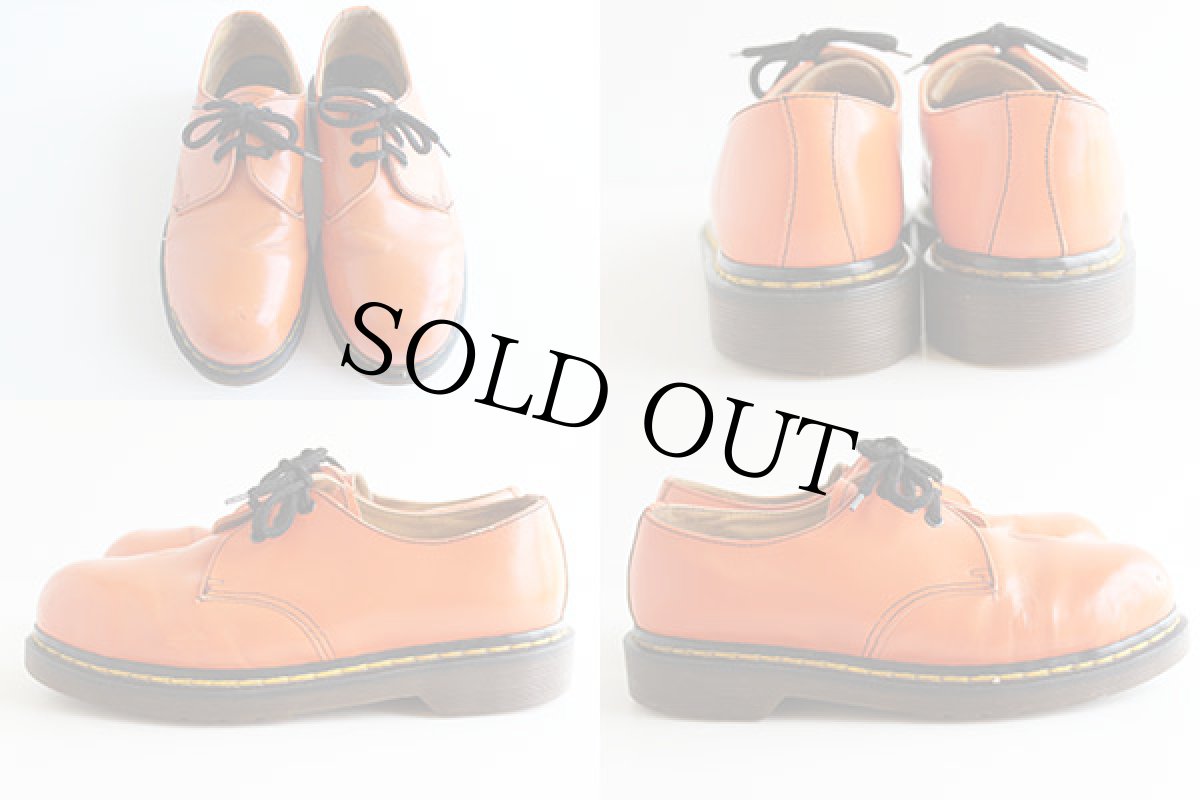 画像2: 英国製 DR.MARTENSドクターマーチン 3ホール キャップトゥ レザーシューズ オレンジ UK7 (2)