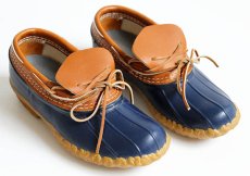 画像1: USA製 L.L.Bean ビーンブーツ ラバーモカシン タン×ネイビー 7★ガムシューズ (1)