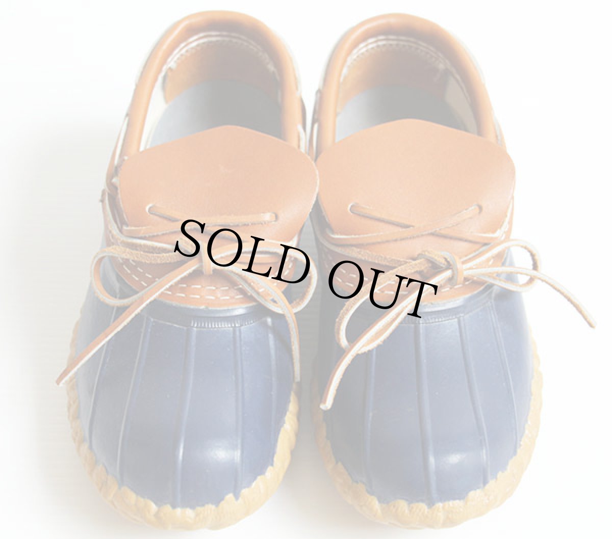 画像3: USA製 L.L.Bean ビーンブーツ ラバーモカシン タン×ネイビー 7★ガムシューズ (3)