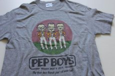 画像1: 80s USA製 Hanes PEP BOYSペップボーイズ 染み込みプリント Tシャツ 杢グレー L (1)