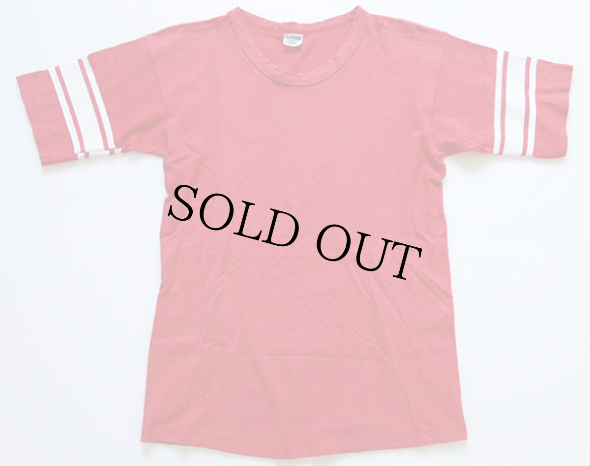 画像1: 70s USA製 Championチャンピオン 無地 コットン フットボールTシャツ 赤 L (1)