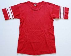 画像2: 70s USA製 Championチャンピオン 無地 コットン フットボールTシャツ 赤 L (2)