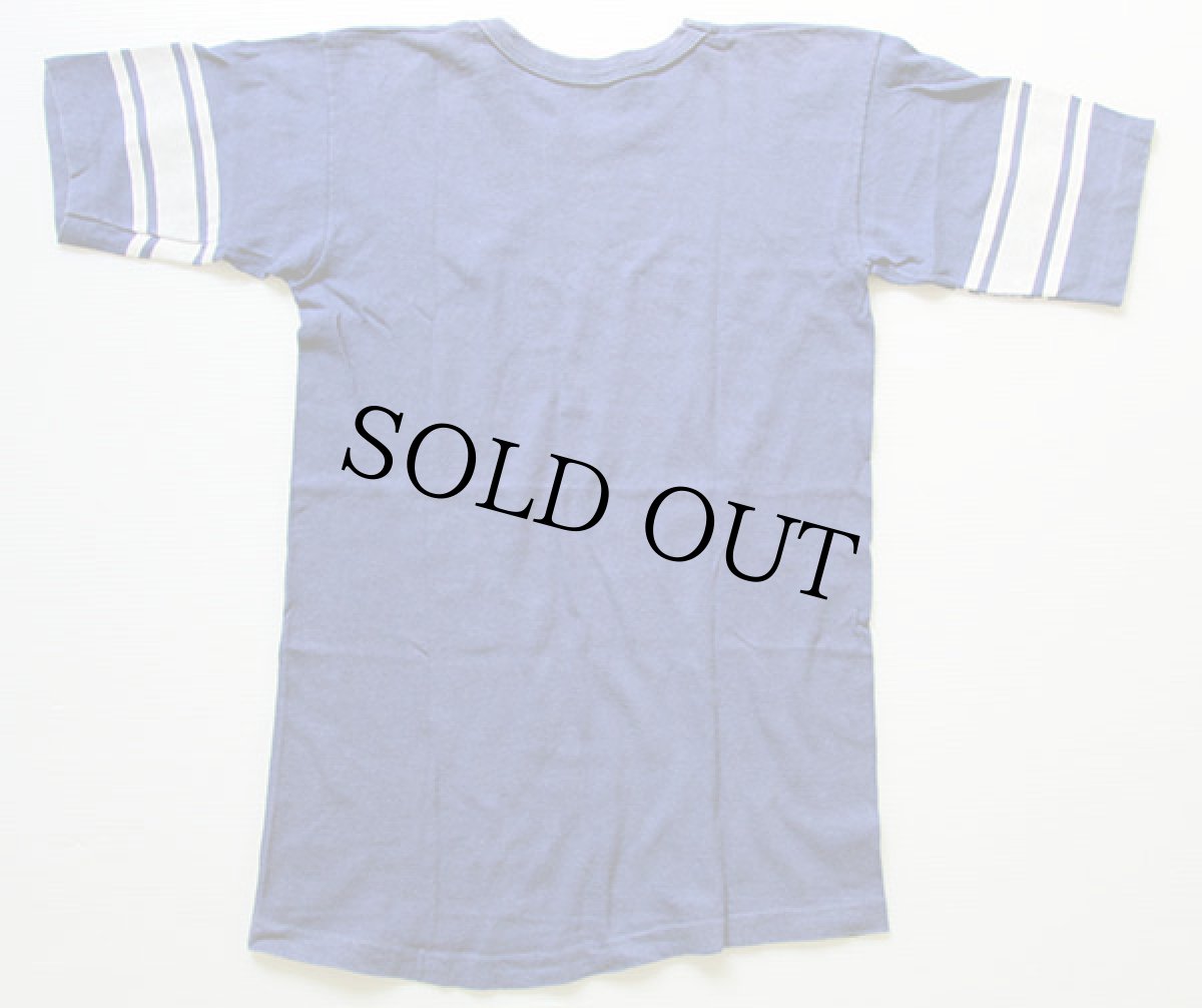 画像2: 70s USA製 Championチャンピオン 無地 コットン フットボールTシャツ 青 M (2)