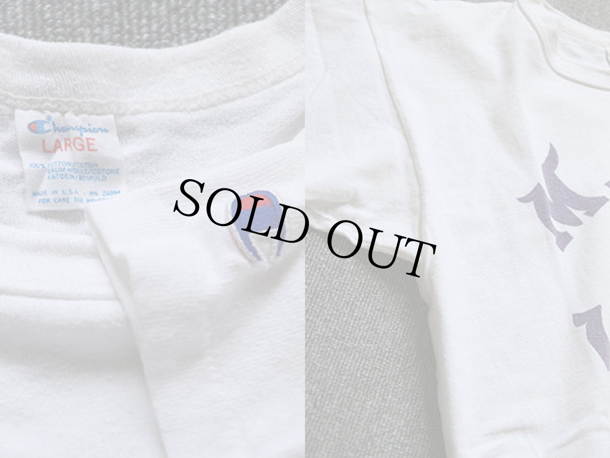 画像3: 80s USA製 Championチャンピオン NFL MINNESOTA VIKINGS 四段中抜き 染み込みプリント コットン Tシャツ 白 L (3)