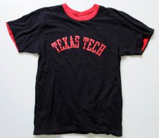 画像1: 80s USA製 Championチャンピオン TEXAS TECH コットン リバーシブルTシャツ 黒×赤 M (1)