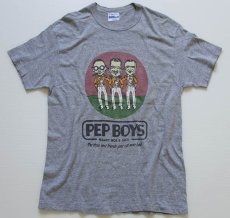 画像2: 80s USA製 Hanes PEP BOYSペップボーイズ 染み込みプリント Tシャツ 杢グレー L (2)