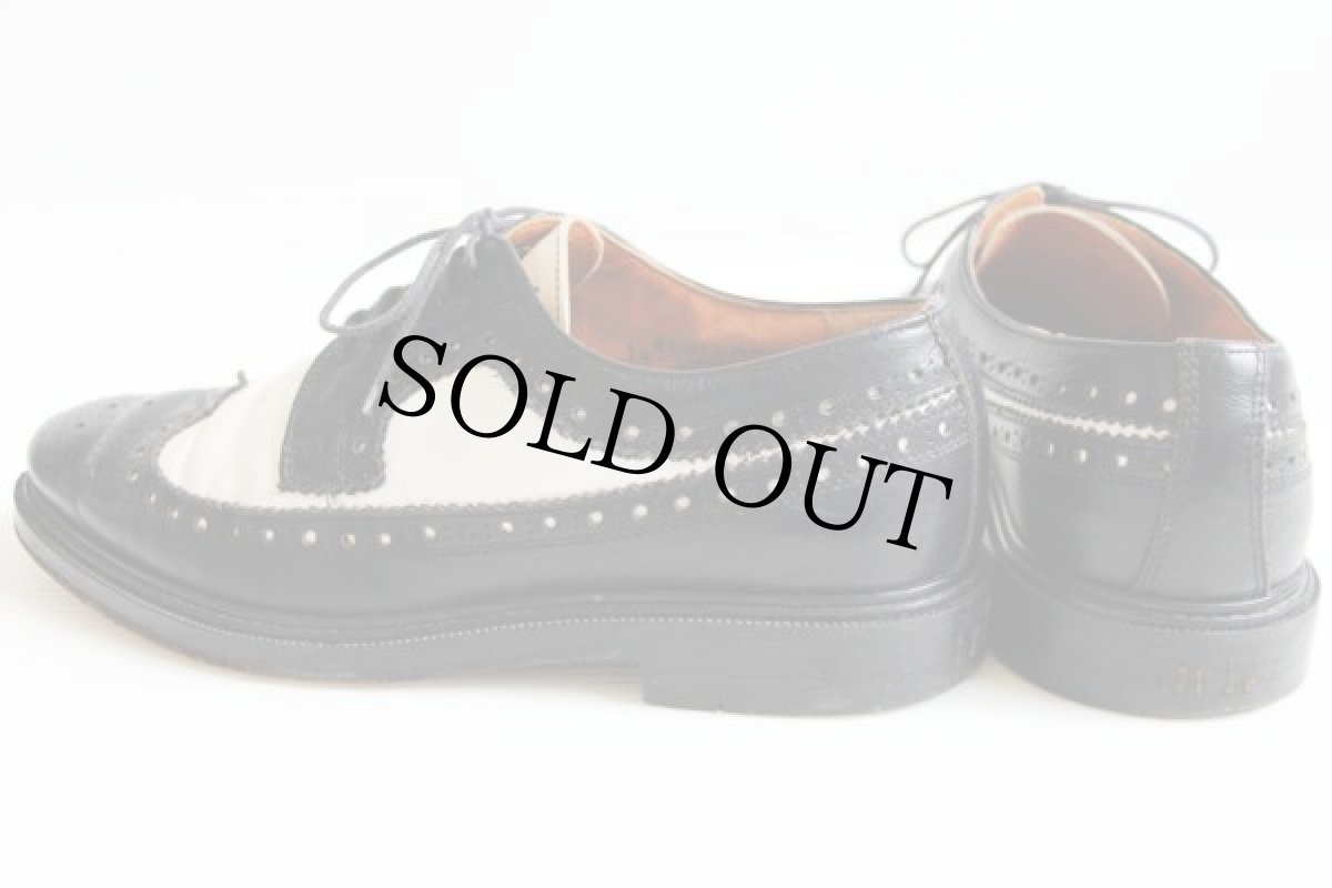 画像2: イタリア製 SOHO ウイングチップ レザーシューズ 黒×白 7.5★革靴 (2)