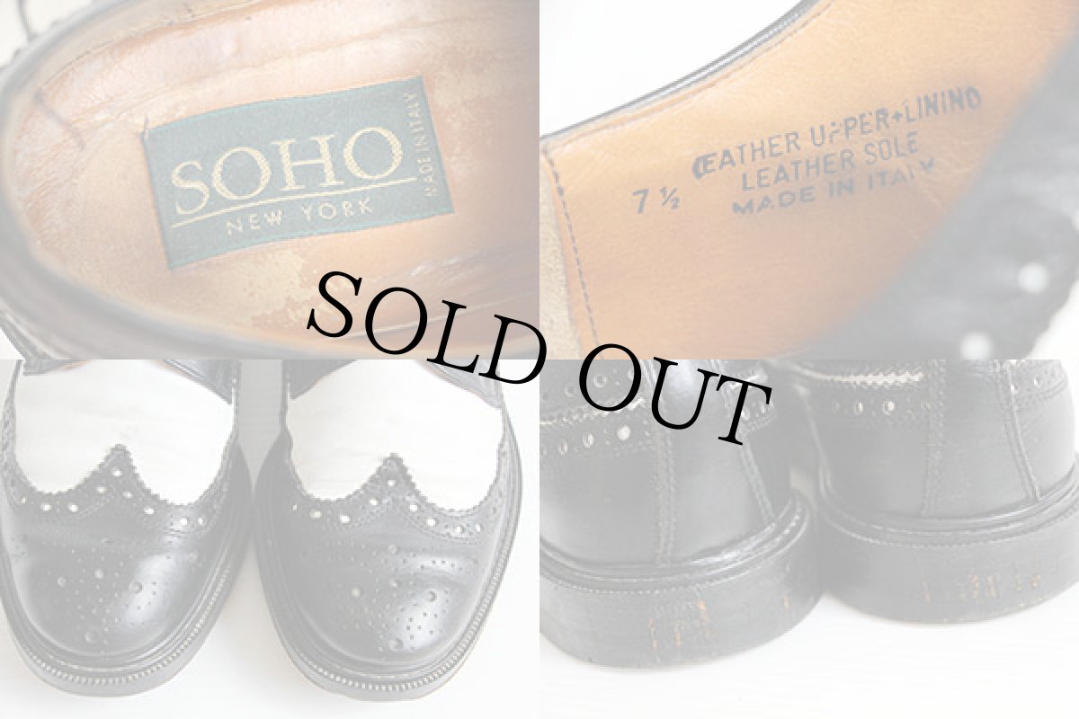 画像5: イタリア製 SOHO ウイングチップ レザーシューズ 黒×白 7.5★革靴 (5)