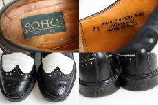 画像5: イタリア製 SOHO ウイングチップ レザーシューズ 黒×白 7.5★革靴 (5)