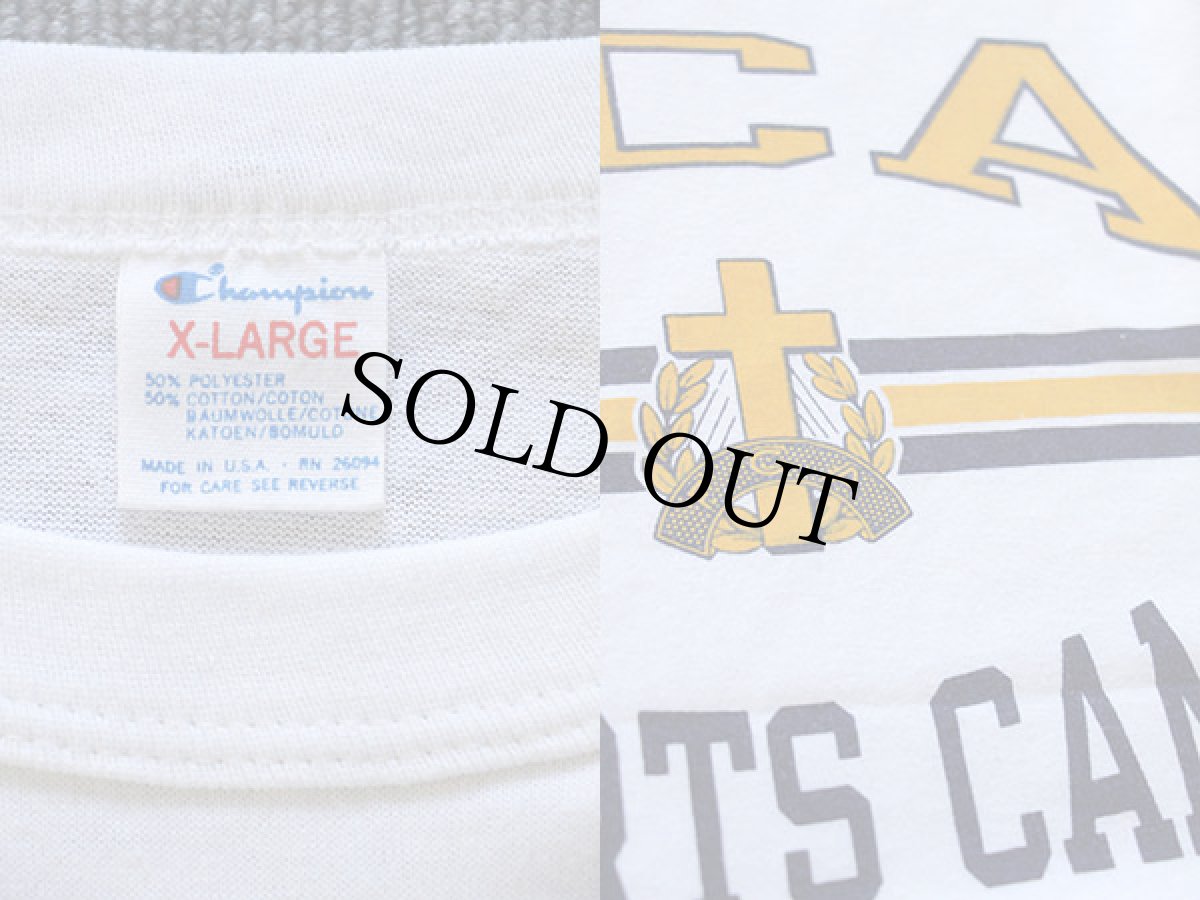 画像3: 80s USA製 Championチャンピオン FCA SPORTS CAMP 染み込みプリント Tシャツ 白 XL (3)