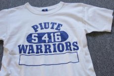 画像1: 90s USA製 Championチャンピオン PIUTE WARRIORS 四段中抜き コットンTシャツ 白 S (1)