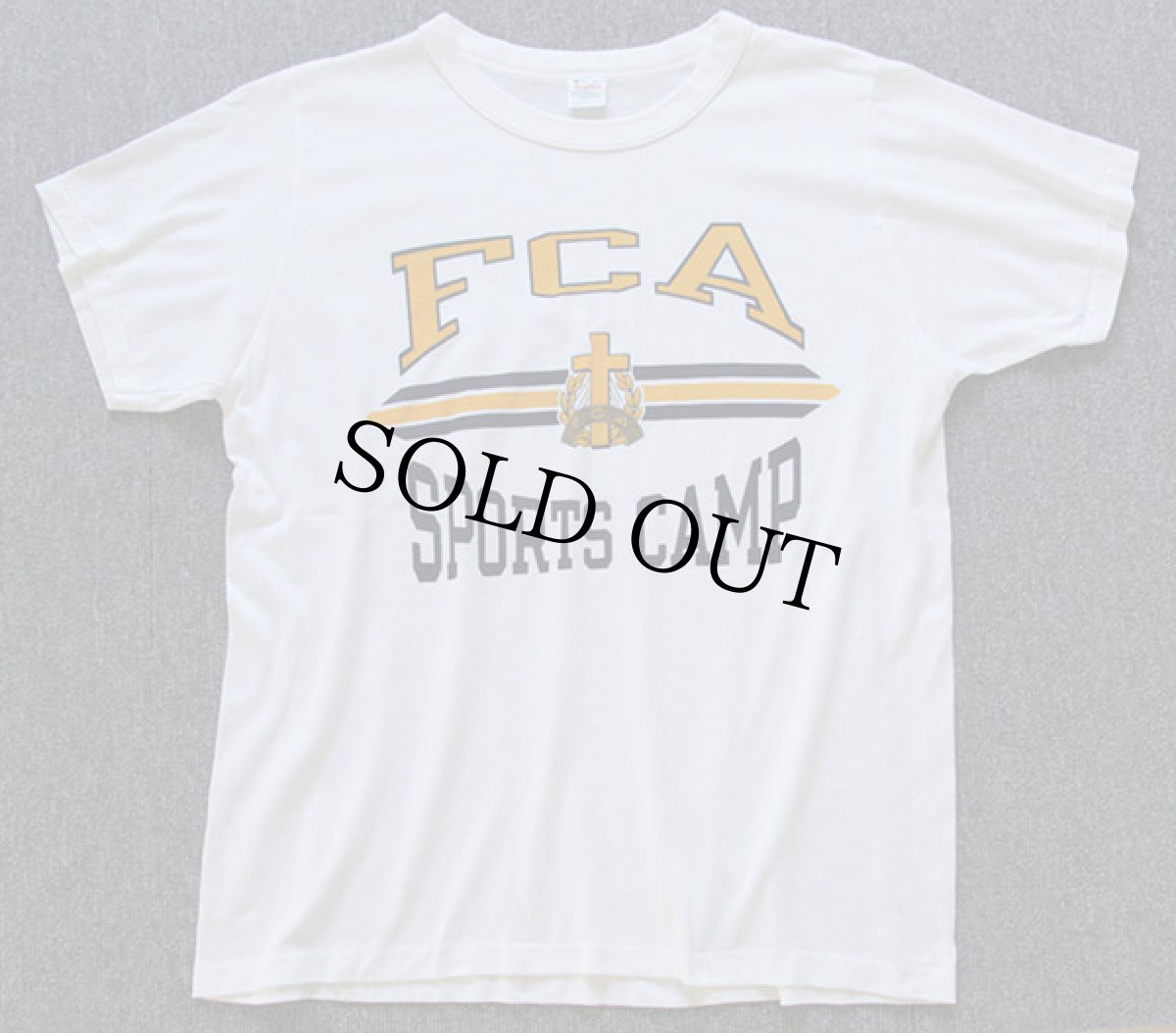 画像2: 80s USA製 Championチャンピオン FCA SPORTS CAMP 染み込みプリント Tシャツ 白 XL (2)