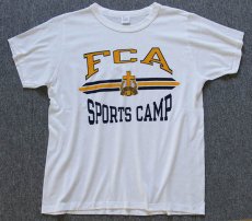 画像2: 80s USA製 Championチャンピオン FCA SPORTS CAMP 染み込みプリント Tシャツ 白 XL (2)