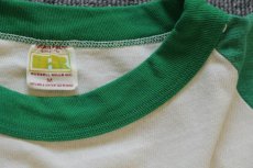 画像3: 70s USA製 RUSSELLラッセル 無地 七分袖 ラグランTシャツ 生成り×緑 M (3)