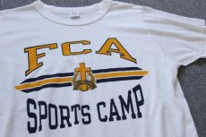画像1: 80s USA製 Championチャンピオン FCA SPORTS CAMP 染み込みプリント Tシャツ 白 XL (1)